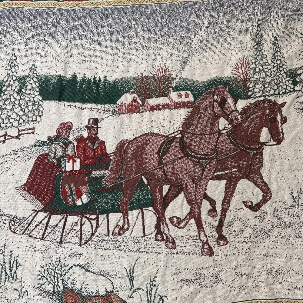Vintage‎ 1980 Clydesdale Tapestry Throw Blanket Large Horse Wall Yarn Christmas